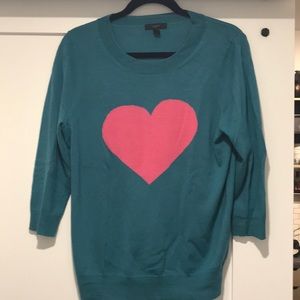 J Crew pink heart pullover sweater